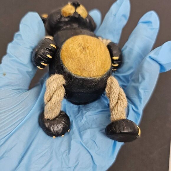 Vintage Bert Anderson Christmas Bear Ornament 2002 Dangling Folk Art Jute Rope - Picture 14 of 16